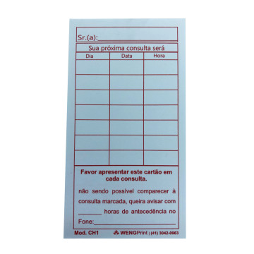 CARTÃO HORÁRIO 100X1 (PAPEL 180 GRAMAS)